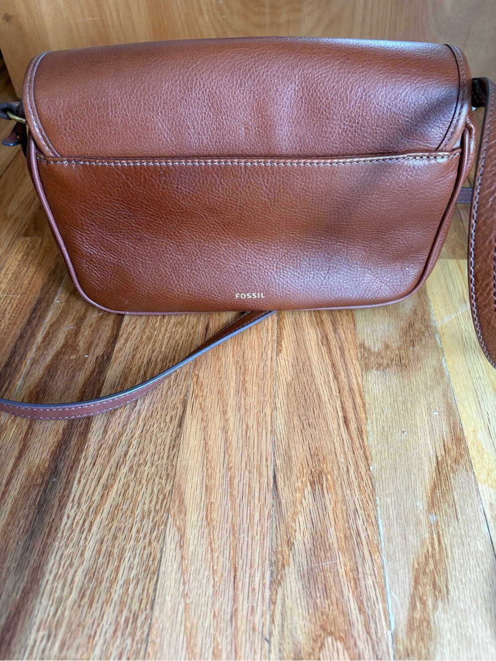 Fossil Brown Leather Crossbody Bag with Brass Accent - Picture 3 of 6